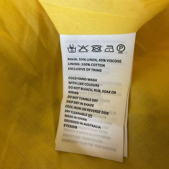 Yellow Floral Print Sleeveless A-Line Midi Dress Size 10 BARDOT Colorful Linen - Picture 9 of 12